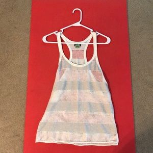 Express Ivory and Gold Knit Tank Top